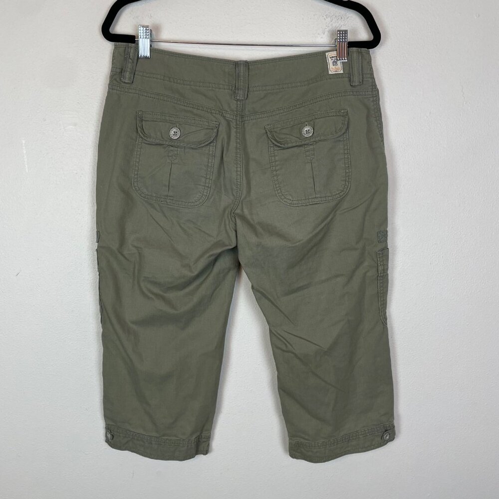 Levi's Women's 8 Y2K Capri Cargo Army Green Low Rise Pants Grunge Punk Skater - Picture 6 of 10